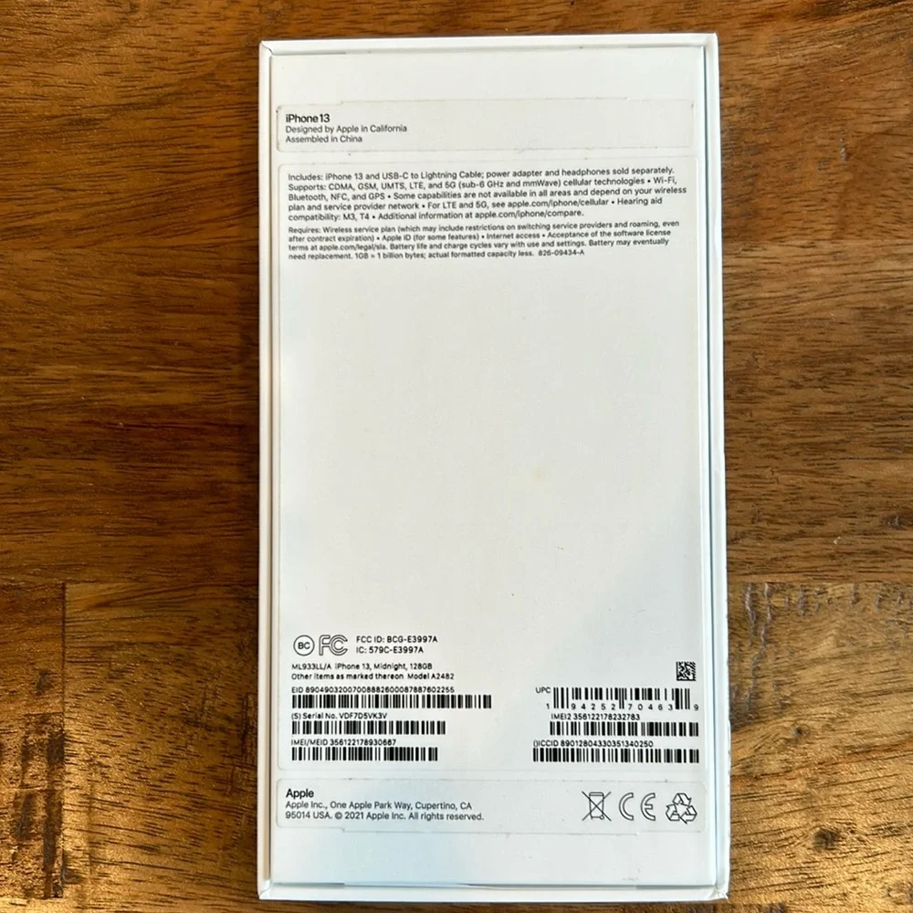 Apple iPhone 13 128GB White Box Only